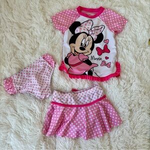 Disney Minnie Mouse Little Girls Pink Swim Set Size: 4 T